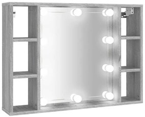 vidaXL Έπιπλο Καθρέπτη με LED Γκρι Sonoma 76 x 15 x 55 εκ.