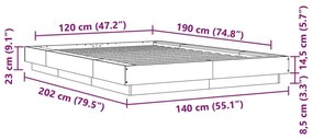 Πλαίσιο Κρεβατιού Καπνιστή Δρυς 120x190 εκ. Επεξεργασμένο Ξύλο - Καφέ