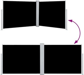 vidaXL Σκίαστρο Πλαϊνό Συρόμενο Μαύρο 140 x 1000 εκ.