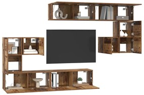 vidaXL Σετ επίπλου τηλεόρασης Επιτοίχιο 8 pcs Παλαιό ξύλο