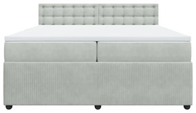 vidaXL Κρεβάτι Boxspring με Στρώμα Ανοιχτό Γκρι 200x200 εκ. Βελούδινο