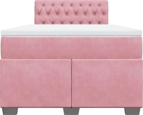 vidaXL Κρεβάτι Boxspring με Στρώμα Ροζ 120x190 εκ. Βελούδινο