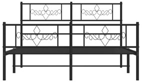 vidaXL Πλαίσιο Κρεβατιού με Κεφαλάρι&Ποδαρικό Μαύρο 140x190εκ. Μέταλλο