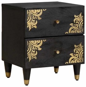 vidaXL Κομοδίνο με συρτάρι Μαύρο 40 x 33 x 46 εκ. Στερεό ξύλο μάνγκο