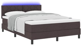 vidaXL Κρεβάτι με Στηρίγματα και Στρώμα & LED Καφέ 160x200 εκ. Ύφασμα