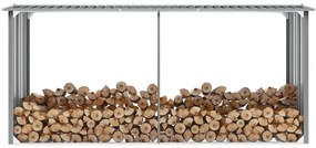 vidaXL Υπόστεγο Αποθήκευσης Ξύλων Κήπου Γκρι 330x92x153 εκ. Ατσάλι