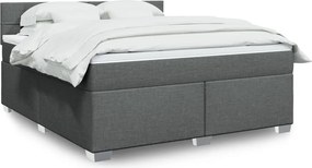 vidaXL Κρεβάτι Boxspring με Στρώμα Σκούρο Γκρι 180x200 εκ Υφασμάτιν