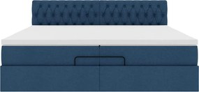 vidaXL Οθωμανικό κρεβάτι με στρώμα μπλε 200x200 cm ύφασμα
