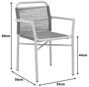 Καρέκλα - Πολυθρόνα αλουμινίου Clutch στοιβαζόμενη λευκός σκελετός-φυσικό rattan 55x56x80 εκ. 55x59x80 εκ.