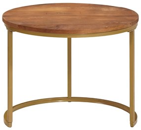 vidaXL Τραπεζάκια Καφέ Στερεών 3 pcs Μασίφ ξύλο μάνγκο και χάλυβας