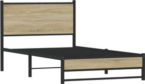vidaXL Σκελετός Κρεβ. Χωρίς Στρώμα Sonoma Δρυς 100x200 εκ. Μεταλλικό