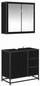 vidaXL Σετ Επίπλων Μπάνιου με συρτάρι 2 pcs Μαύρη δρυς 65 x 33 x 60 εκ