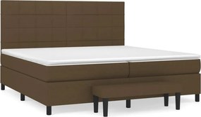 vidaXL Κρεβάτι Boxspring με Στρώμα Σκούρο Καφέ 200x200 εκ. Υφασμάτινο