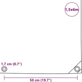 vidaXL Μουσαμάς Λευκός 1,5 x 6 μ. 650 γρ./μ.²