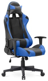 0223122 Καρέκλα γραφείου Gaming Alonso Megapap από τεχνόδερμα χρώμα μπλε - μαύρο 67x70x125/135 εκ. Τεχνόδερμα, 1 Τεμάχιο