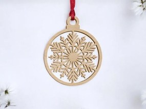 Intra απο ξύλο plywood 3mm-4mm πάχος – Χριστουγεννιάτικη διακόσμηση μπάλας με νιφάδες χιονιού 35x40 cm INTRAVECTRY-MY545658