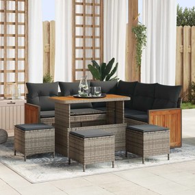 vidaXL Σετ Καναπέ Κήπου 9 pcs Γκρι Πολυέστερ και Κατασκευασμένο Ατσάλι