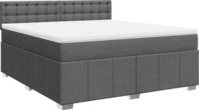 vidaXL Κρεβάτι Boxspring με Στρώμα Σκούρο Γκρι 180x200 εκ Υφασμάτιν