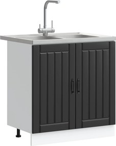 vidaXL Βάση νιπτήρα με αποθήκευση Lucca 2 pcs Μαύρο Επεξεργασμένο ξύλο