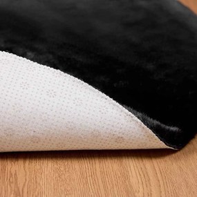 vidaXL Χαλιά Ψεύτικου Κουνελιού Olite Μαύρο Ø 200 εκ. Πολυεστέρας