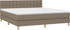 vidaXL Κρεβάτι Boxspring με Στρώμα &amp; LED Taupe 180x200 εκ. Υφασμάτινο