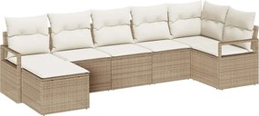 vidaXL Σετ Καναπέ με μαξιλάρι 7 pcs Μπεζ συνθετικό ρατάν