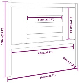 vidaXL Κεφαλάρι Κρεβατιού Καφέ Μελί 106x4x100 εκ. Μασίφ Ξύλο Πεύκου