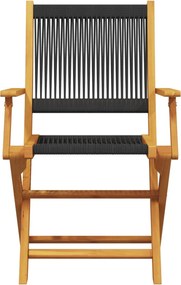 vidaXL Σετ Επίπλων Bistro 3 τεμ. Μαύρο Πολυπροπυλένιο/Μασίφ Ξύλο