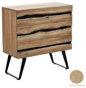 Συρταριέρα Imena 3ων συρταριών μασίφ ξύλο 4εκ φυσικό-μαύρο 80x38x86.5εκ Υλικό: SOLID WOOD - METAL 113-000020