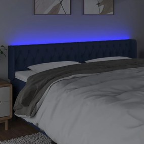vidaXL Κεφαλάρι Κρεβατιού LED Μπλε 183x16x78/88 εκ. Υφασμάτινο