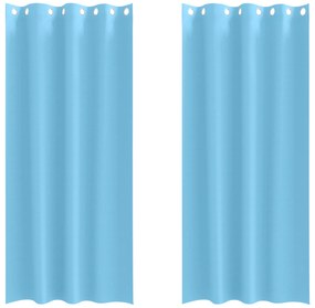 vidaXL Κουρτίνες με κουρτίνες 2 pcs Γαλάζιο 225 x 140 εκ. Πολυεστέρας