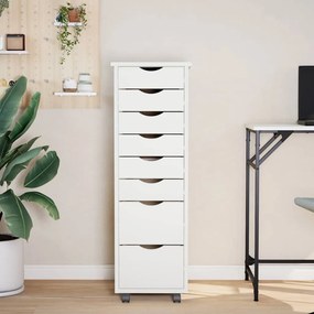 vidaXL Ντουλάπι Κυλιόμενο με Συρτάρια MOSS Λευκό από Μασίφ Ξύλο Πεύκου