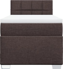 vidaXL Κρεβάτι Boxspring με Στρώμα Σκούρο Καφέ 100x200 εκ. Υφασμάτινο