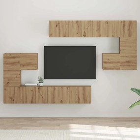 vidaXL Σετ επίπλου τηλεόρασης Επιτοίχιο 8 pcs artisan δρυς
