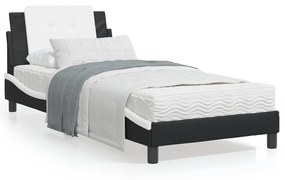 Πλαίσιο Κρεβατιού με LED Μαύρο/Λευκό 100x200εκ. Συνθετικό Δέρμα