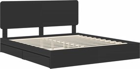 vidaXL Κρεβάτι Αποθήκης Μαύρο 200 x 200 cm Επεξεργασμένο Ξύλο