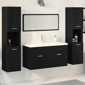 vidaXL Σετ Επίπλων Μπάνιου Επιτοίχιο 4 pcs Μαύρη Οξυά 30 x 30 x 130 εκ