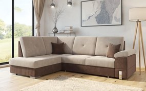 Γωνιακός καναπές κρεβάτι GUES με αποθηκευτικό χώρο, μπέζ με καφέ, 270x108x190cm-Αριστερή γωνία-TED3333
