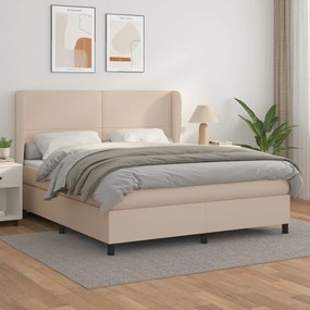 Κρεβάτι Boxspring με Στρώμα Καπουτσίνο 160x200εκ.από Συνθ.Δέρμα - Καφέ