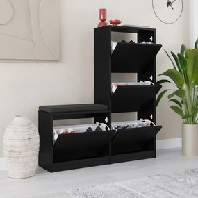 Παπουτσοθήκη Dude Megapap χρώμα μαύρο 104,8x26x118,5εκ.