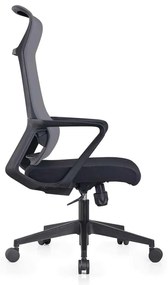 BF2990  Πολυθρόνα Γραφείου Διευθυντή, Mesh Γκρι, Ύφασμα Μαύρο