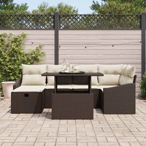 vidaXL Σετ Καναπέ Κήπου 7 pcs Καφέ συνθετικό ρατάν