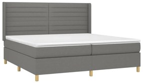 vidaXL Κρεβάτι Boxspring με Στρώμα &amp; LED Σκ.Γκρι 200x200εκ. Υφασμάτινο