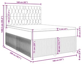 Κρεβάτι Boxspring με Στρώμα Μαύρο 160x200 εκ. Βελούδινο - Μαύρο