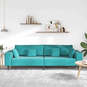 vidaXL Καναπές Τιρκουάζ 250 x 77 x 76 εκ. Βελούδο
