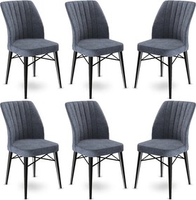 Καρέκλα 6τμχ Φιμέ / Μαύρο FLEX 45x42x93