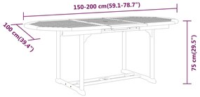 Τραπέζι Κήπου 200 x 100 x 75 εκ. από Μασίφ Ξύλο Ευκαλύπτου - Καφέ