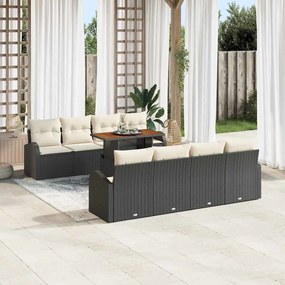 vidaXL Σετ Καναπέ Κήπου με μαξιλάρι 7 pcs Μαύρο και κρεμ