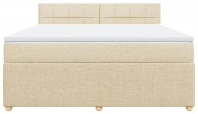 Κρεβάτι Boxspring με Στρώμα Κρεμ 180x200 εκ. Υφασμάτινο - Κρεμ