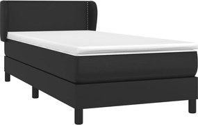 vidaXL Κρεβάτι Boxspring με Στρώμα Μαύρο 90x190εκ. από Συνθετικό Δέρμα